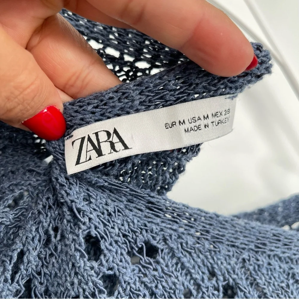 Zara Cape Sleeve Knit Top‎ sweater blue size medium